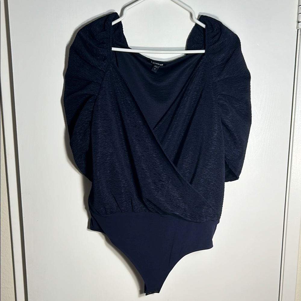 Bodysuit by Express Blue Size Large Puffy Sleeve